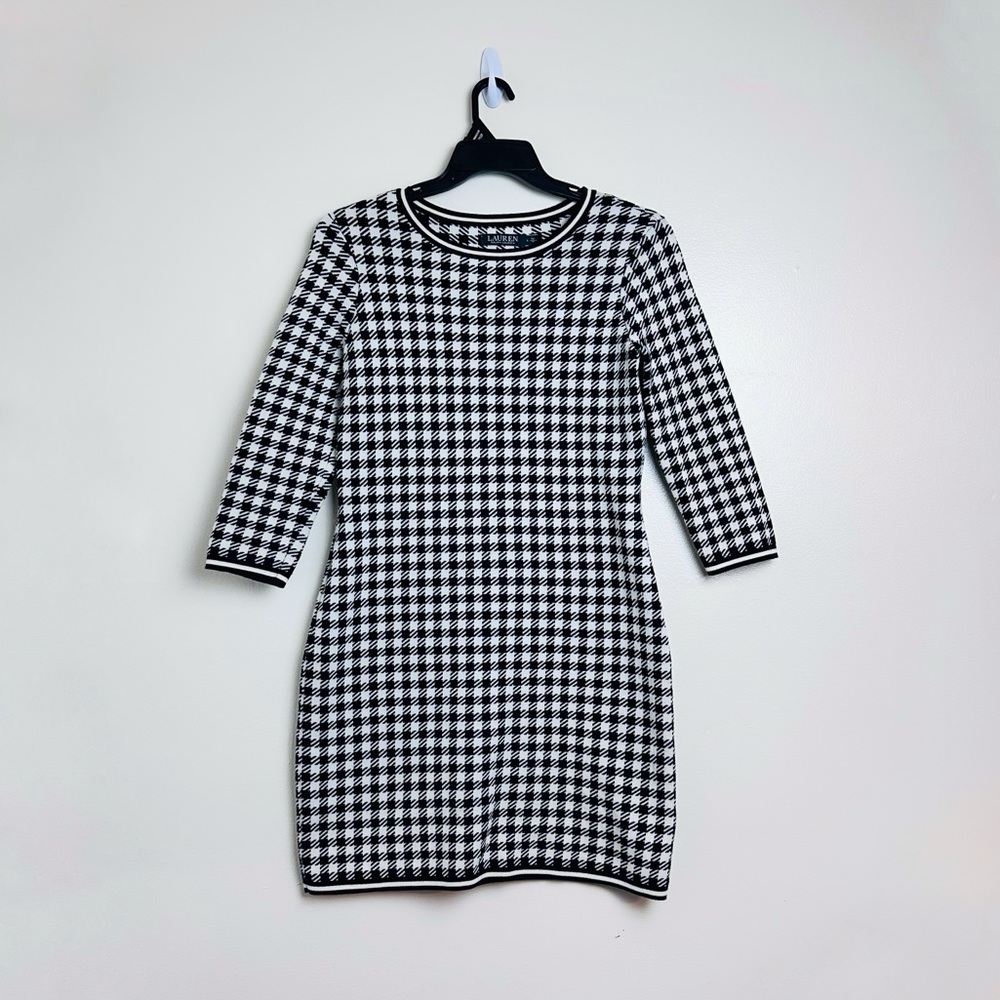 LAUREN RALPH LAUREN Checkered Knit Sweater Dress